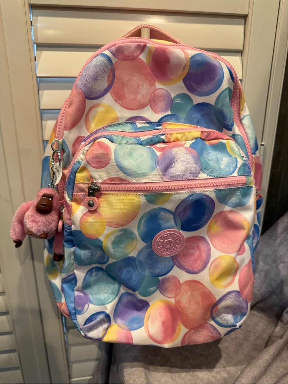 Kipling Seoul Bubbly Rose  Multicolor Bubble Print Backpack NWOT